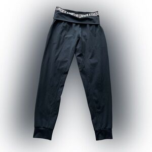 Women’s Under Armour Black Jogger Sweatpants with White Logo Waistband.  Size S